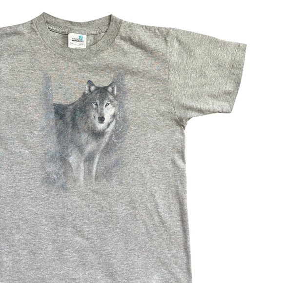 Vintage 90s Wolf Print Single Stitch Made In USA - Picture 3 of 8